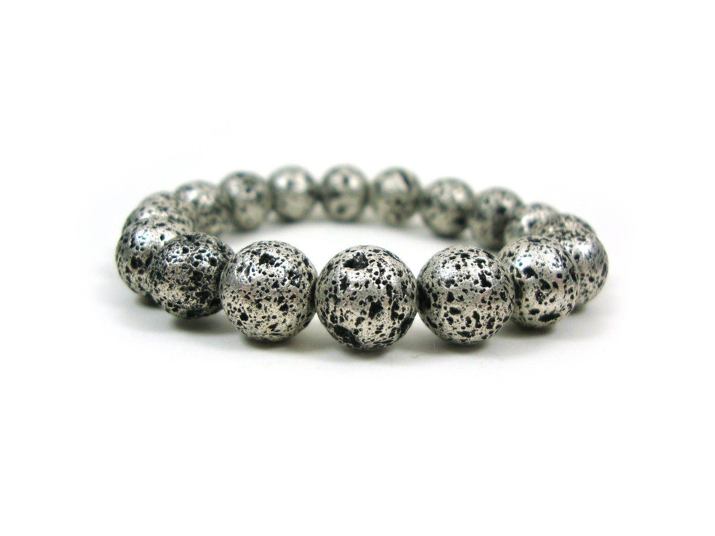 Natural Volcanic Greek Santorini Lava Stones 10mm Greek Island Bracelet, Silver Color Lava Stones, Lava Bracelet, Mens Womens Lava Bracelet