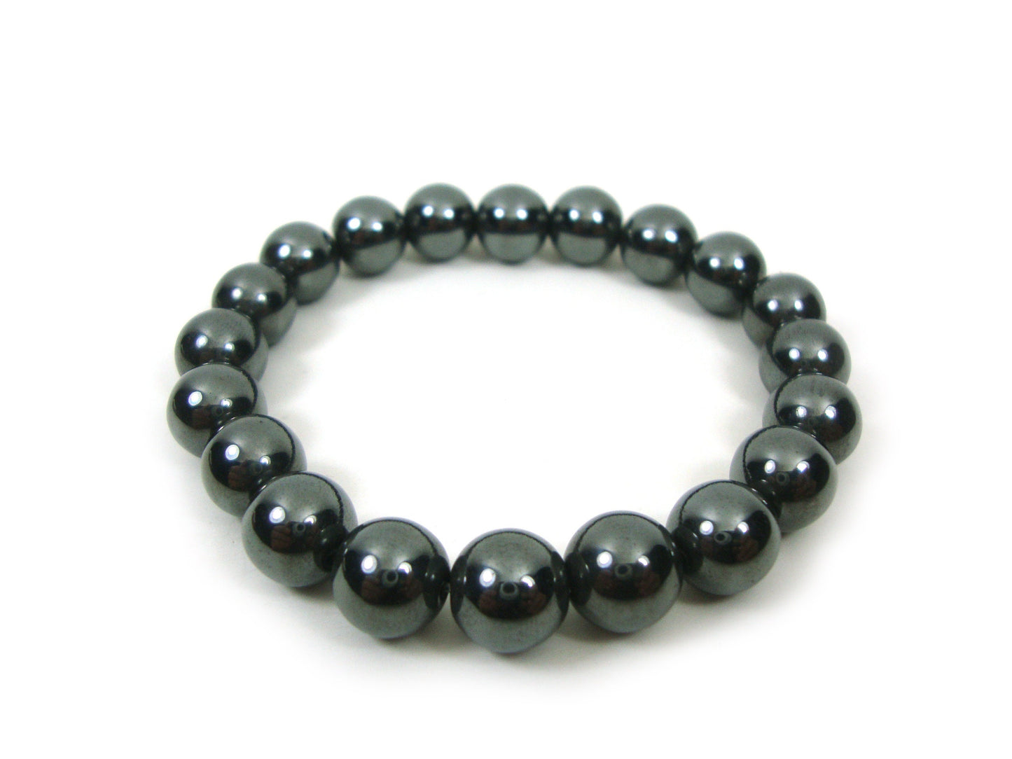 Gemstone Bracelet Natural Hematite Health Concentration Willpower Stones 10mm, Men Women Unisex Bracelet, Hematite Stretch Boho Bracelet