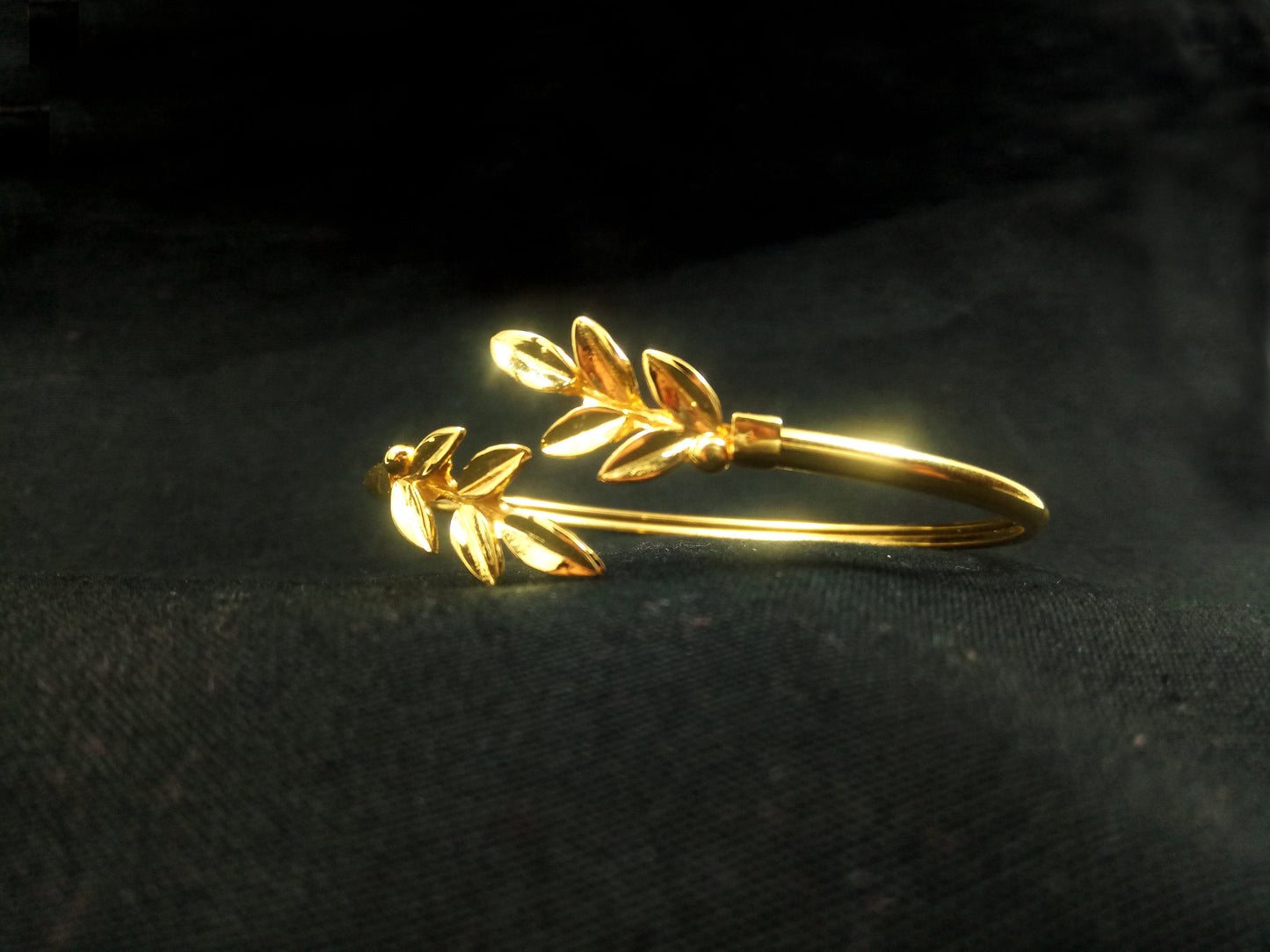 Sterling Silver 925 Greek Olive Leaf Leaves Gold Plated 22K Bangle Cuff Bracelet, Silver Greek Gold Plated Jewelry Bracelet, Bijoux Grecque
