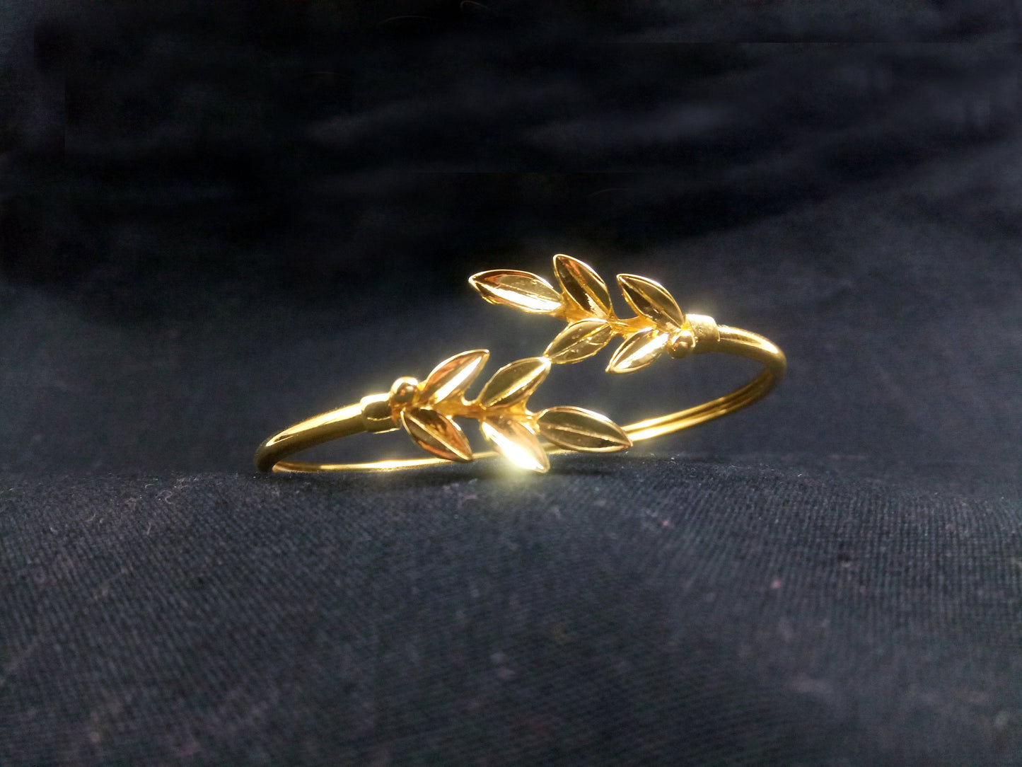 Sterling Silver 925 Greek Olive Leaf Leaves Gold Plated 22K Bangle Cuff Bracelet, Silver Greek Gold Plated Jewelry Bracelet, Bijoux Grecque