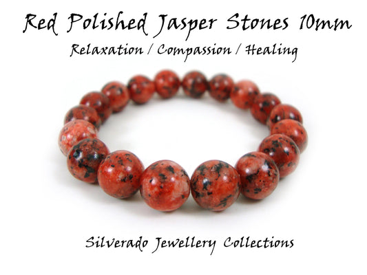 Natural Red Polished Jasper 10mm Stones Bracelet, Jasper Bracelet, Red Jasper Bracelet, Red Stones Men Women Bracelet, Jasper Stein Armband