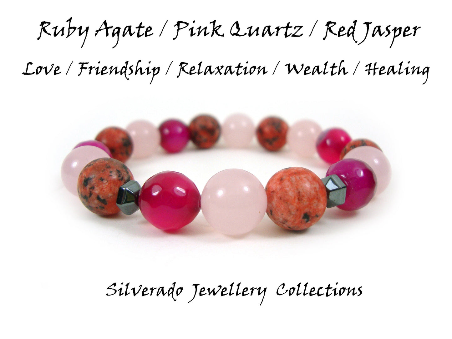 Natural Ruby Agate Pink Quartz Matt Red jasper Stones 10mm Bracelet, Gemstone Men Women Unisex Jewelry Bracelet, Natural Stones Bracelet