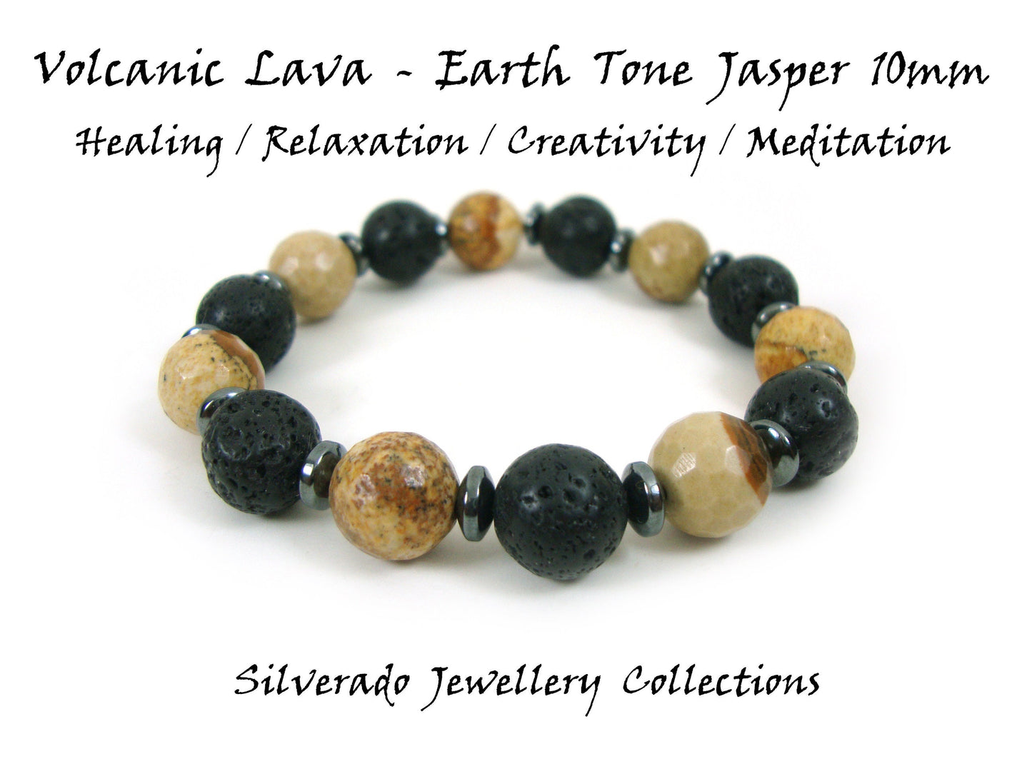 Natural Volcanic Lava - Brown Jasper 10mm Stones Bracelet, Jasper Bracelet, Brown Jasper Bracelet, Earth Tone Men Women Bracelet, Armband
