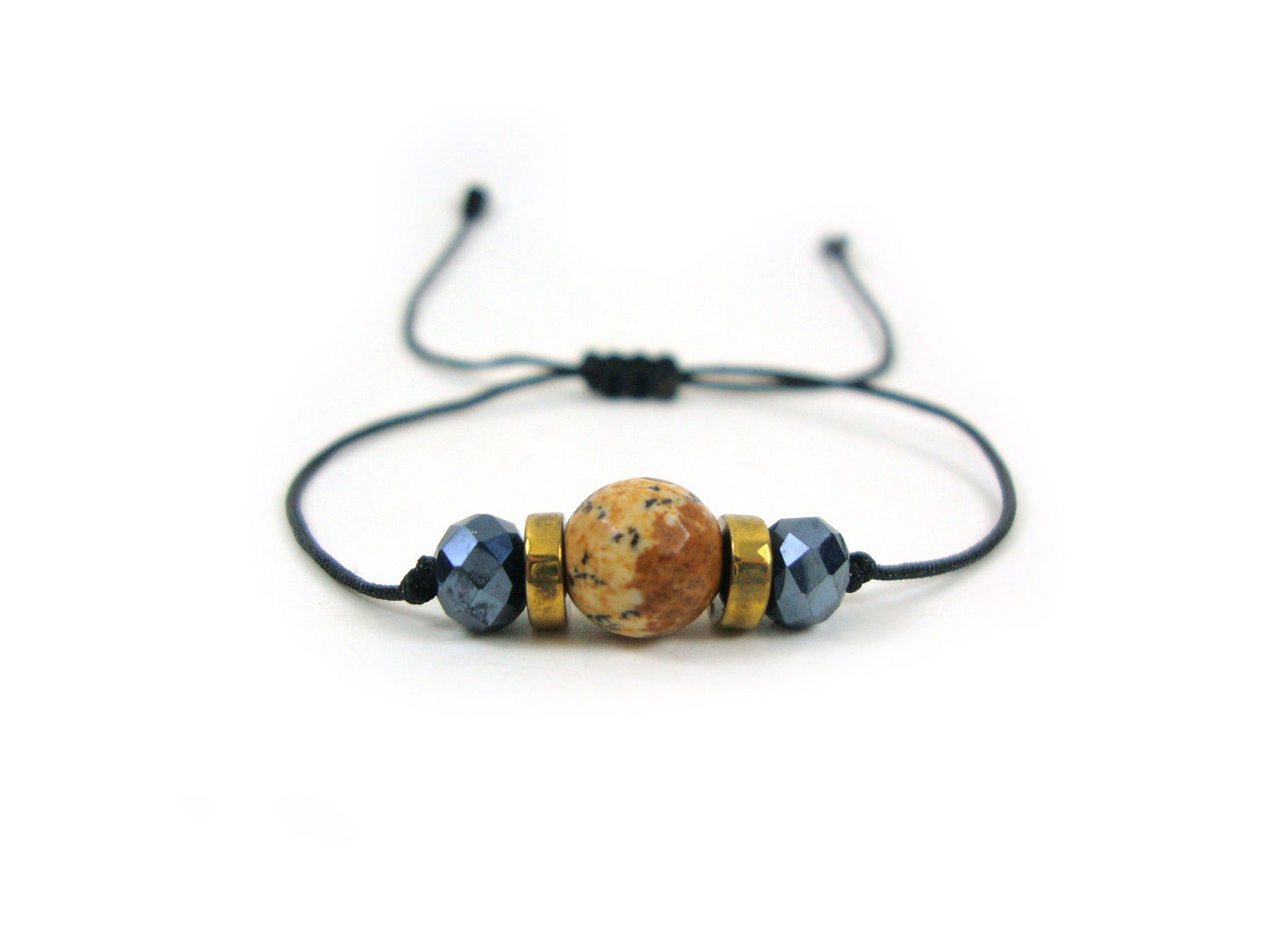 Natural Jasper & Crystal Stones Adjustable Modern Bracelet, Men Women Bracelet, Modern Trendy Chic Greek Jasper Bracelet Gift For Him Her