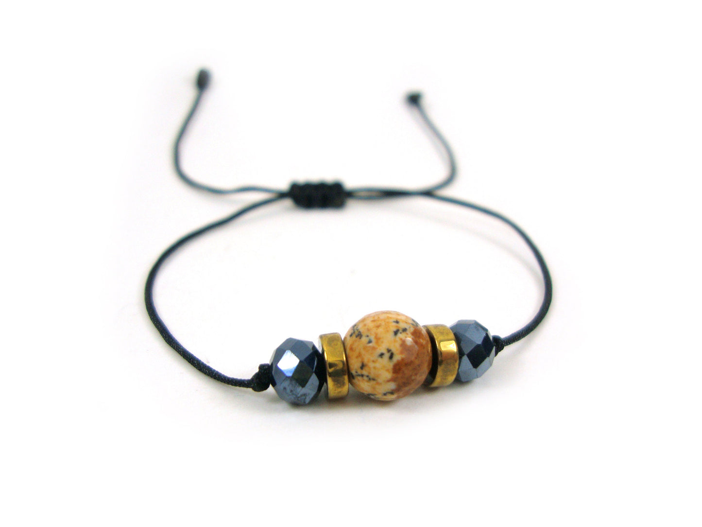 Natural Jasper & Crystal Stones Adjustable Modern Bracelet, Men Women Bracelet, Modern Trendy Chic Greek Jasper Bracelet Gift For Him Her