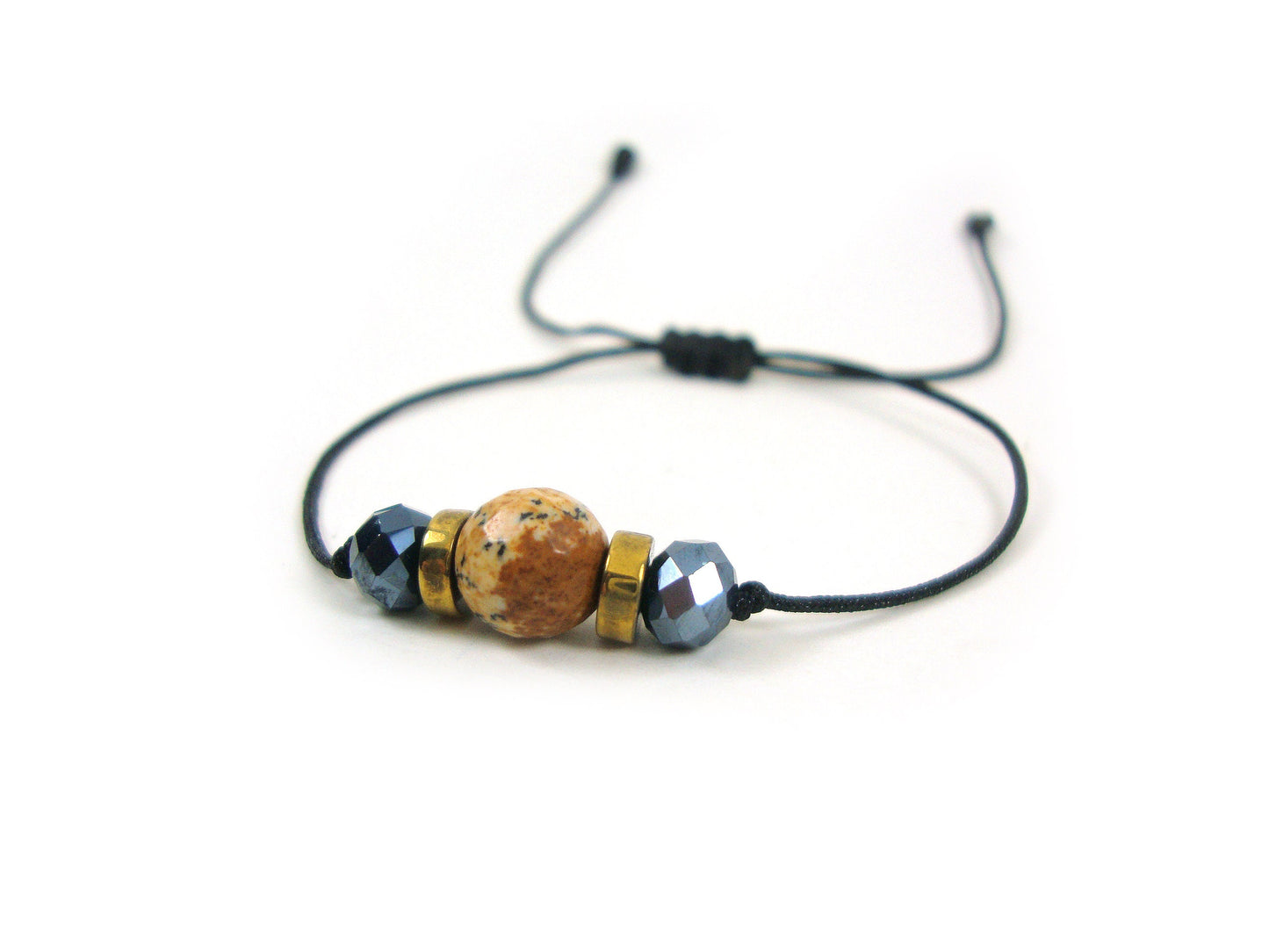Natural Jasper & Crystal Stones Adjustable Modern Bracelet, Men Women Bracelet, Modern Trendy Chic Greek Jasper Bracelet Gift For Him Her