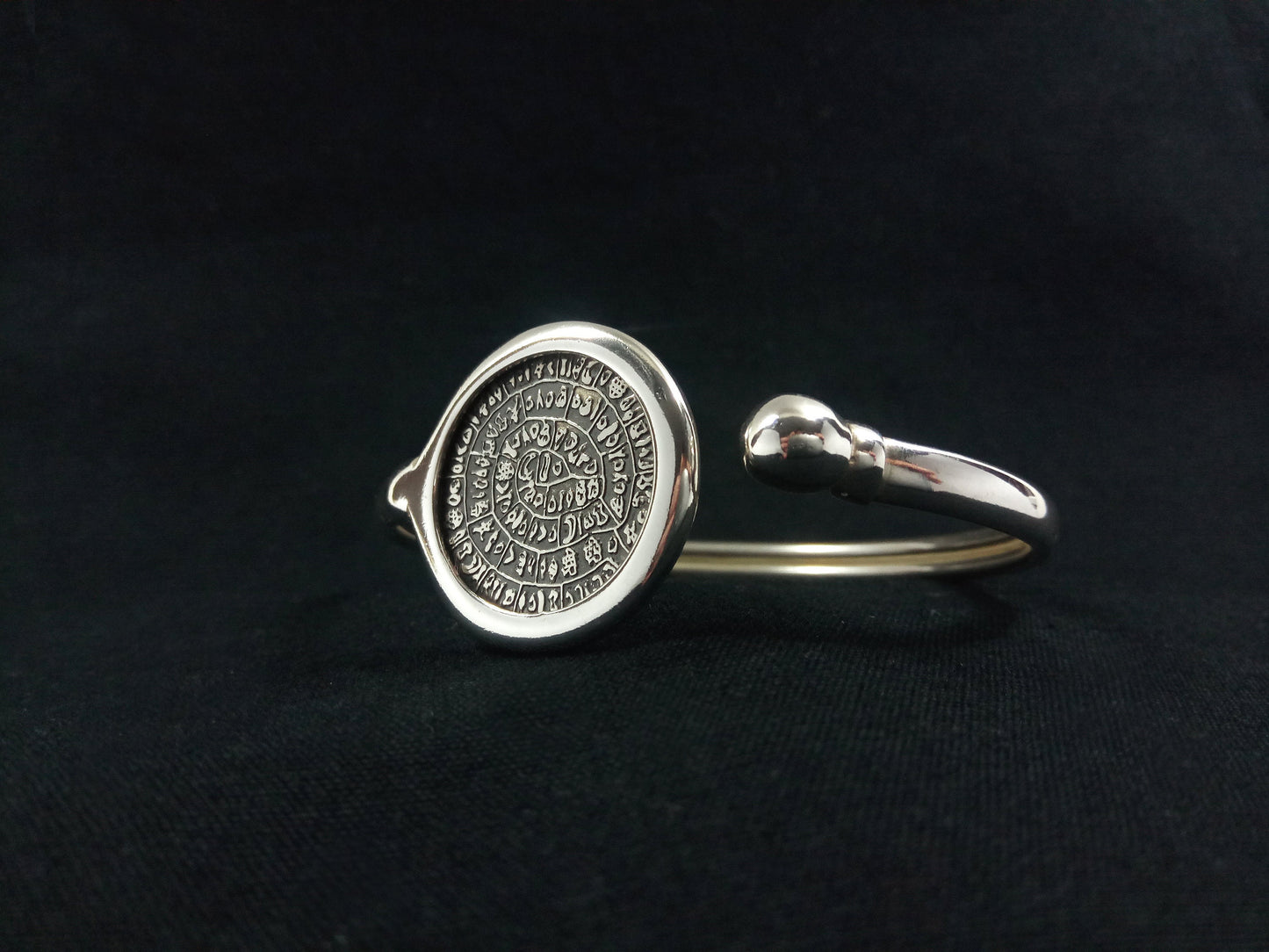 Sterling Silver 925 Phaistos Disc Minoan Cuff Bangle Bracelet 28mm, Greek Silver Jewelry, Bracelet Grecque, Griechischer Armband Schmuck