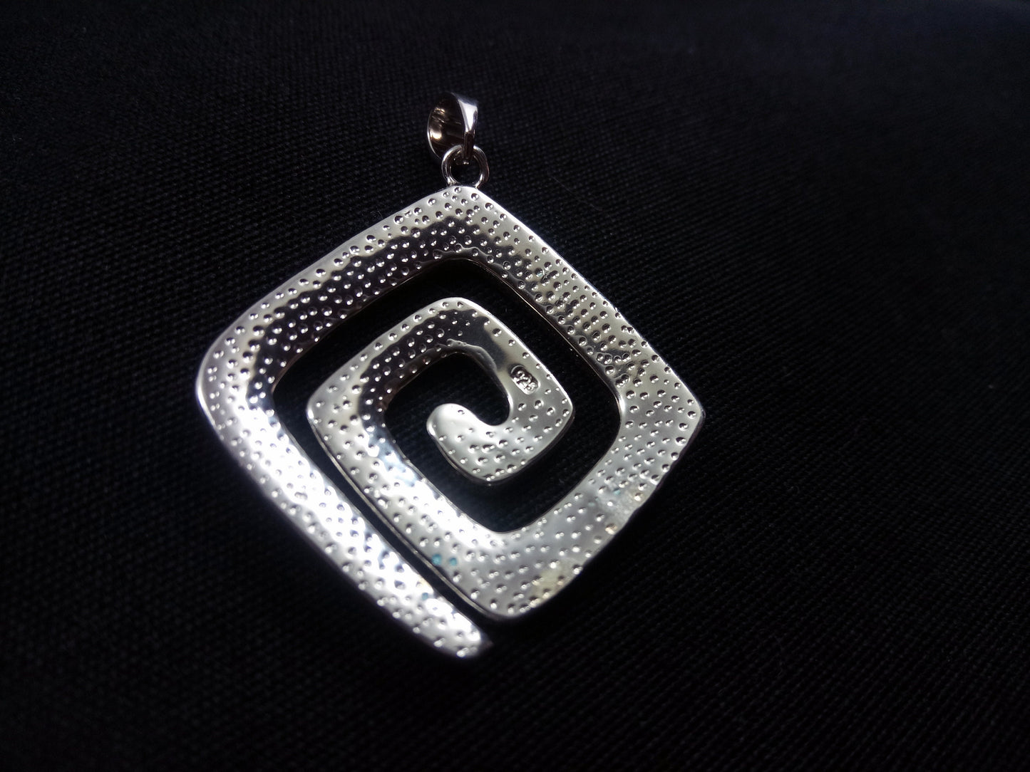 Sterling Silver 925 Greek Spiral Fire Blue Opal Square Pendant 25x25mm, Greek Opal Meander Pendant, Greek Jewelry, Griechischer Opal Schmuck