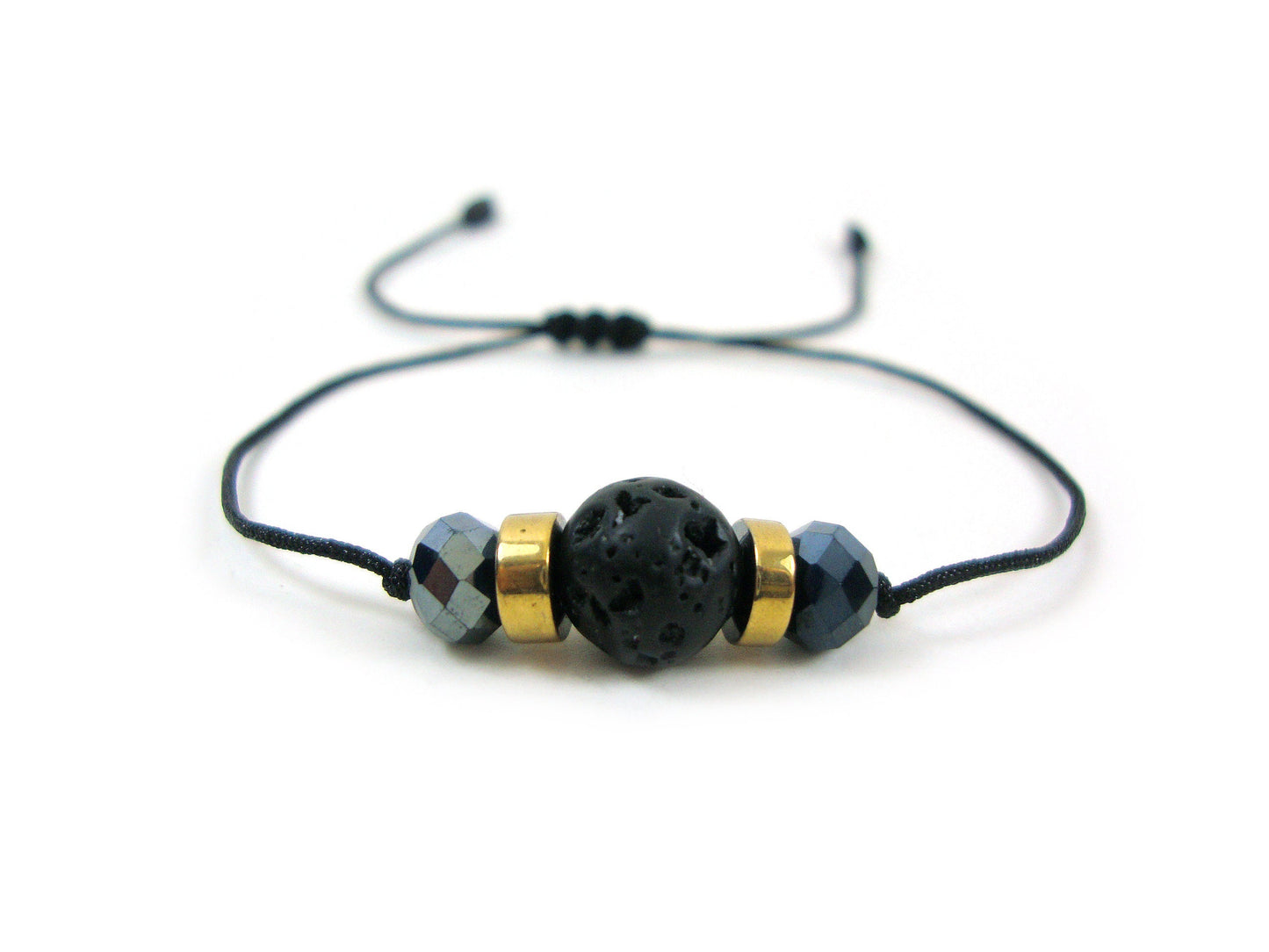 Volcanic Lava & Crystal Stones Adjustable Modern Bracelet, Men Women Bracelet, Meditation Relaxing Greek Lava Bracelet Gift For Him Her,