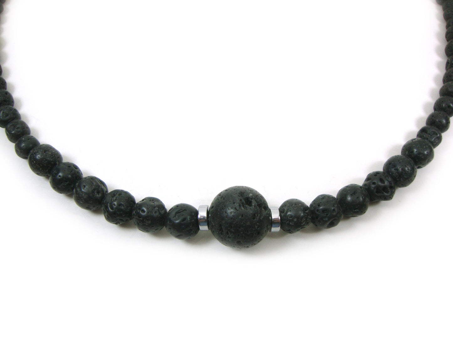 Volcanic Lava Santorini Greek Gradual Stones Necklace, Lava Necklace, Lava Stein Halskette, 40-45-50-55-60 cm, 16-18-20-22-24 inches