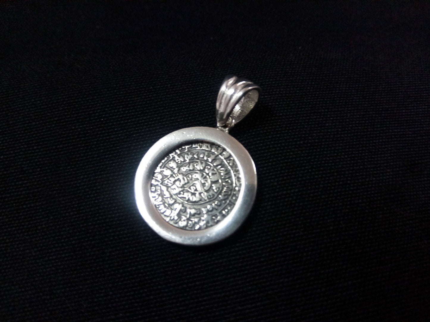 Sterling Silver 925 Ancient Greek Phaistos Disc Minoan Frame Pendant 18mm , Greek Silver Pendant, Minoan Creta Jewelry, Phaistos Disc