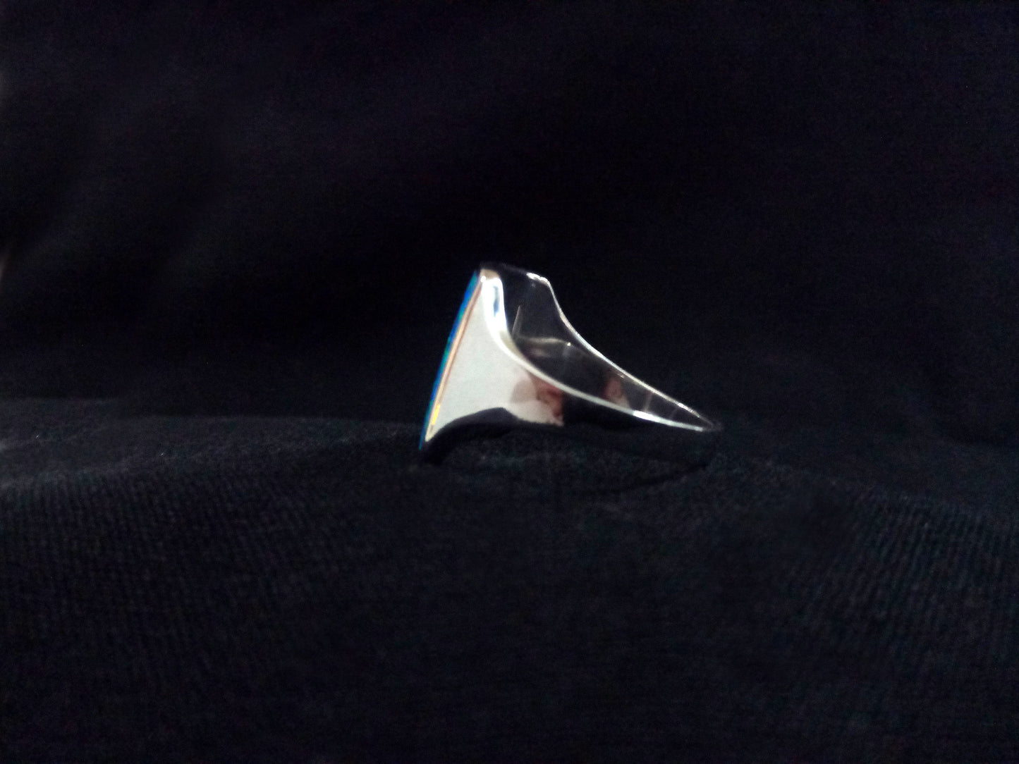 Sterling Silver 925 Meander Opal Curved Ring, Greek Key Blue Opal Ring , Greek Opal Jewelry, Griechisches Opal Silber Ring, FR57 US7 3/4
