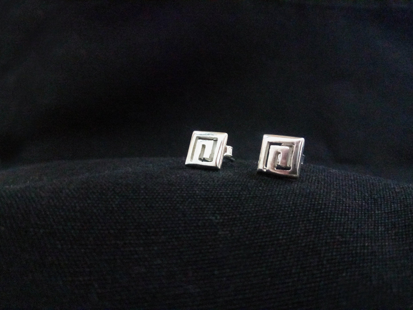 Sterling Silver 925 Stud Meander Greek Small Earrings 7mm, Greek Key Stud Earrings, Griechisches Silber Ohrringe  Bijoux Grecque, Earrings