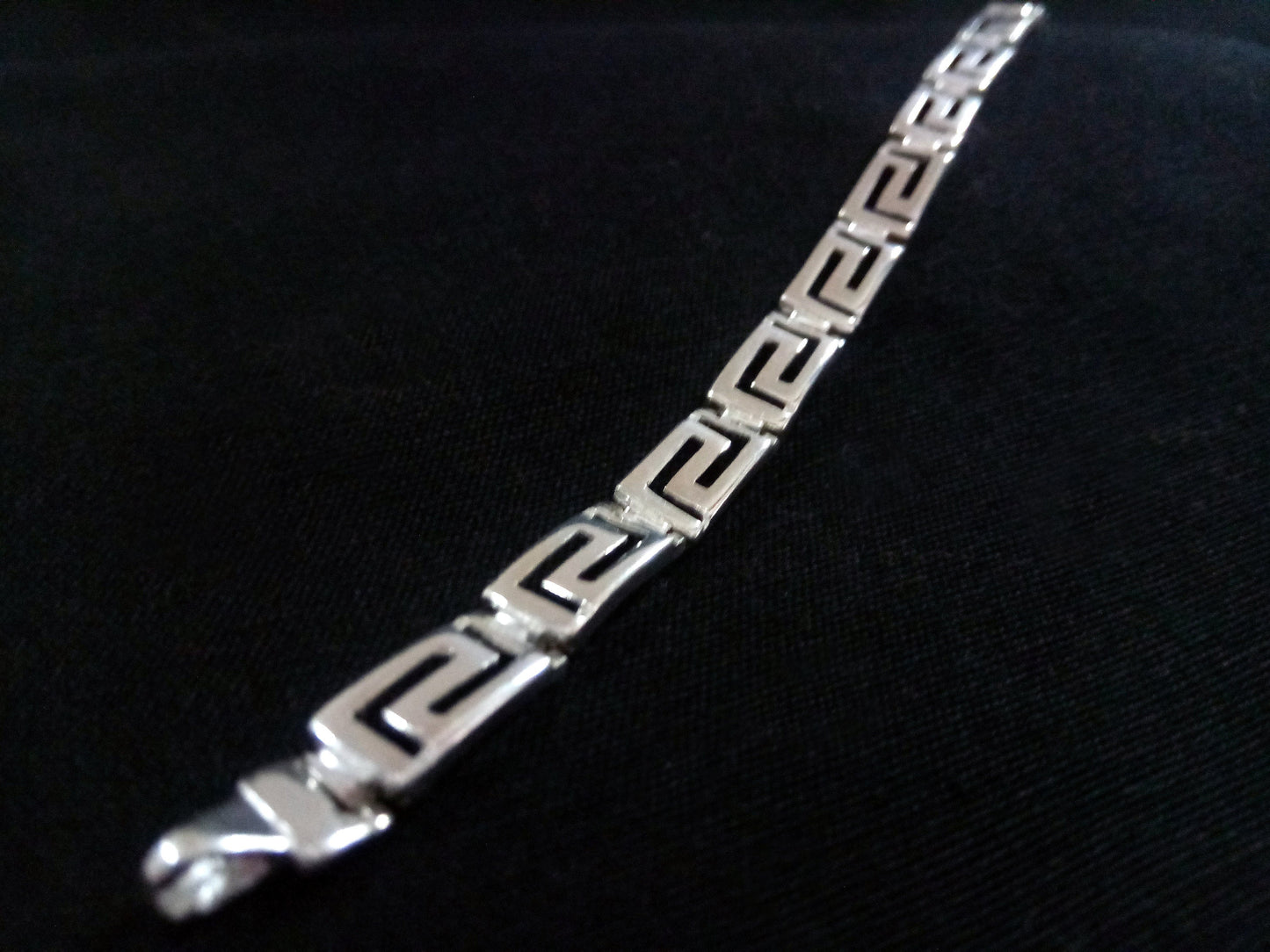 Sterling Silver 925 Ancient Greek Meander Long Key Silver Greek Bracelet 6mm, Greek Jewelry, Griechische Silber Armband, Bracelet Grecque