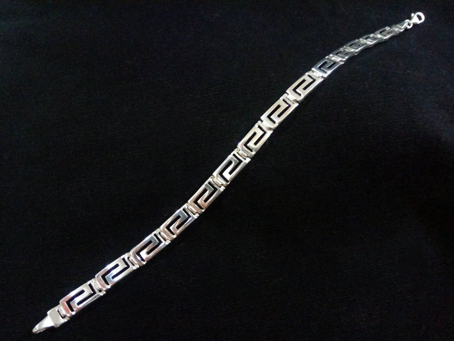 Sterling Silver 925 Ancient Greek Meander Long Key Silver Greek Bracelet 6mm, Greek Jewelry, Griechische Silber Armband, Bracelet Grecque