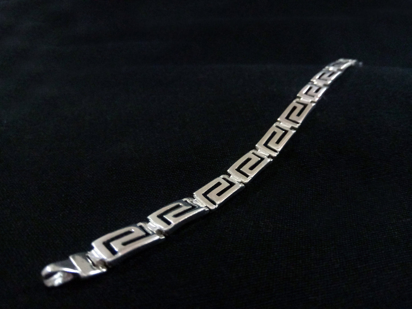 Sterling Silver 925 Ancient Greek Meander Long Key Silver Greek Bracelet 6mm, Greek Jewelry, Griechische Silber Armband, Bracelet Grecque