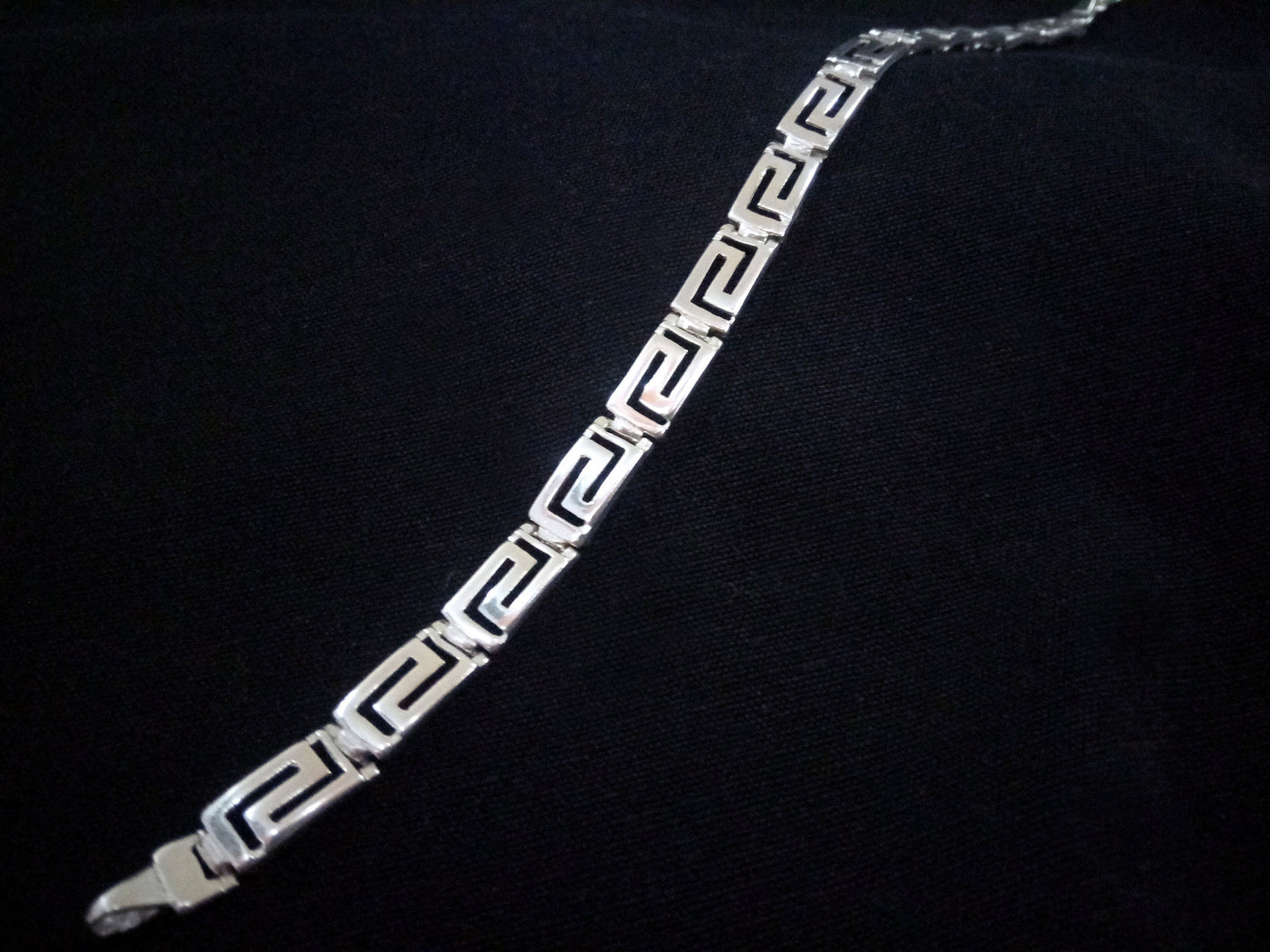 Sterling Silver 925 Ancient Greek Meander Long Key Silver Greek Bracelet 6mm, Greek Jewelry, Griechische Silber Armband, Bracelet Grecque