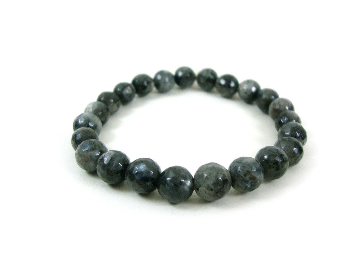 Natural Larvikite Gray Faceted Stones Bracelet, Larvikite Bracelet, Gemstone Bracelet, Natural Stone Men Women Bracelet, Natur Stein Armband