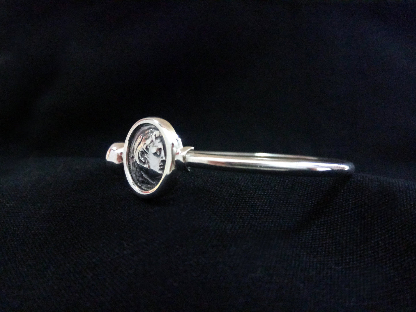 Alexander The Great Greek Silver Cuff Bangle Coin Bracelet