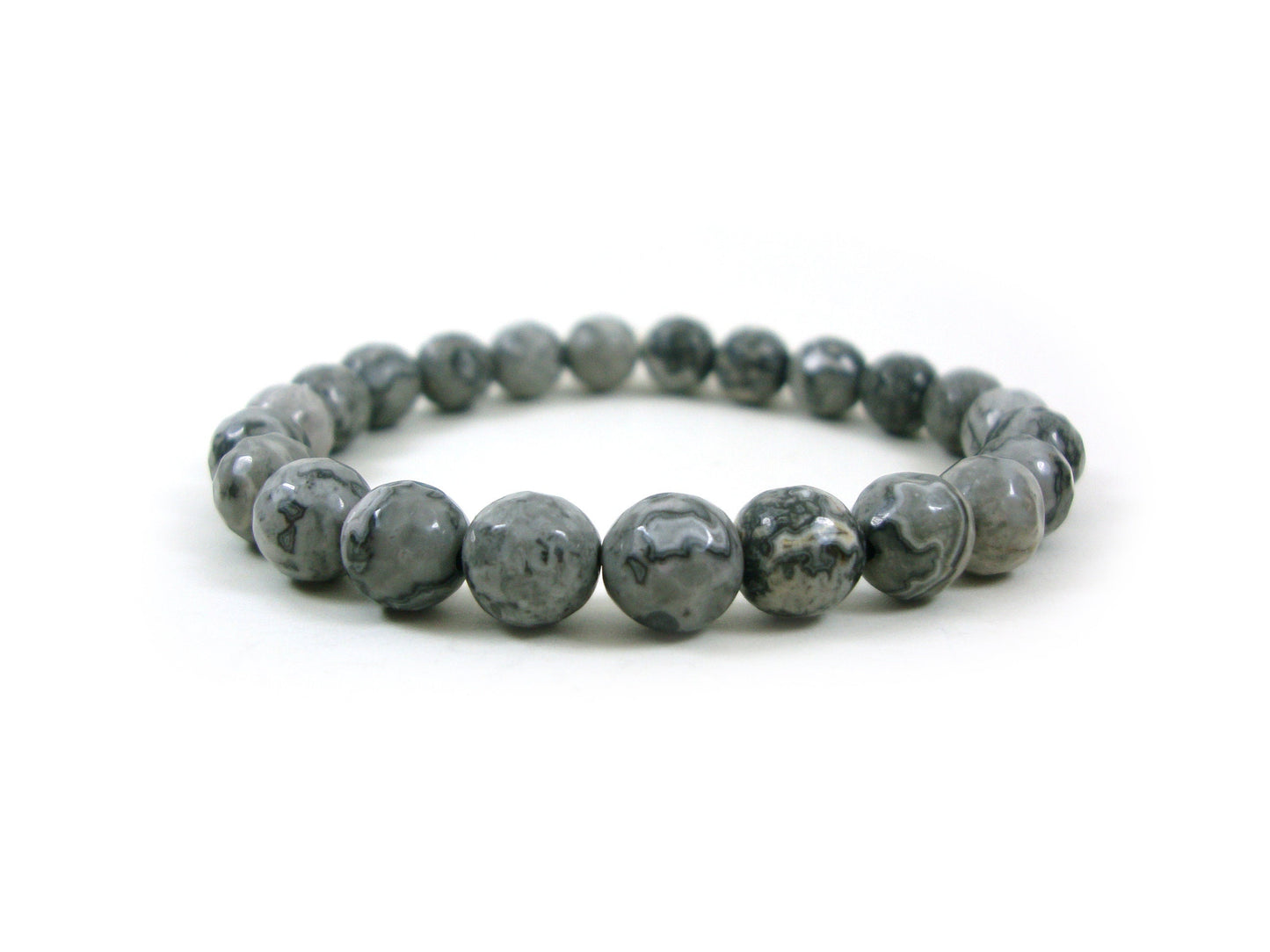 Natural Jasper Gray 8 mm Stones Bracelet, Jasper Bracelet, Gemstone Bracelet, Natural Stone Men Women Bracelet, Natur Stein Armband