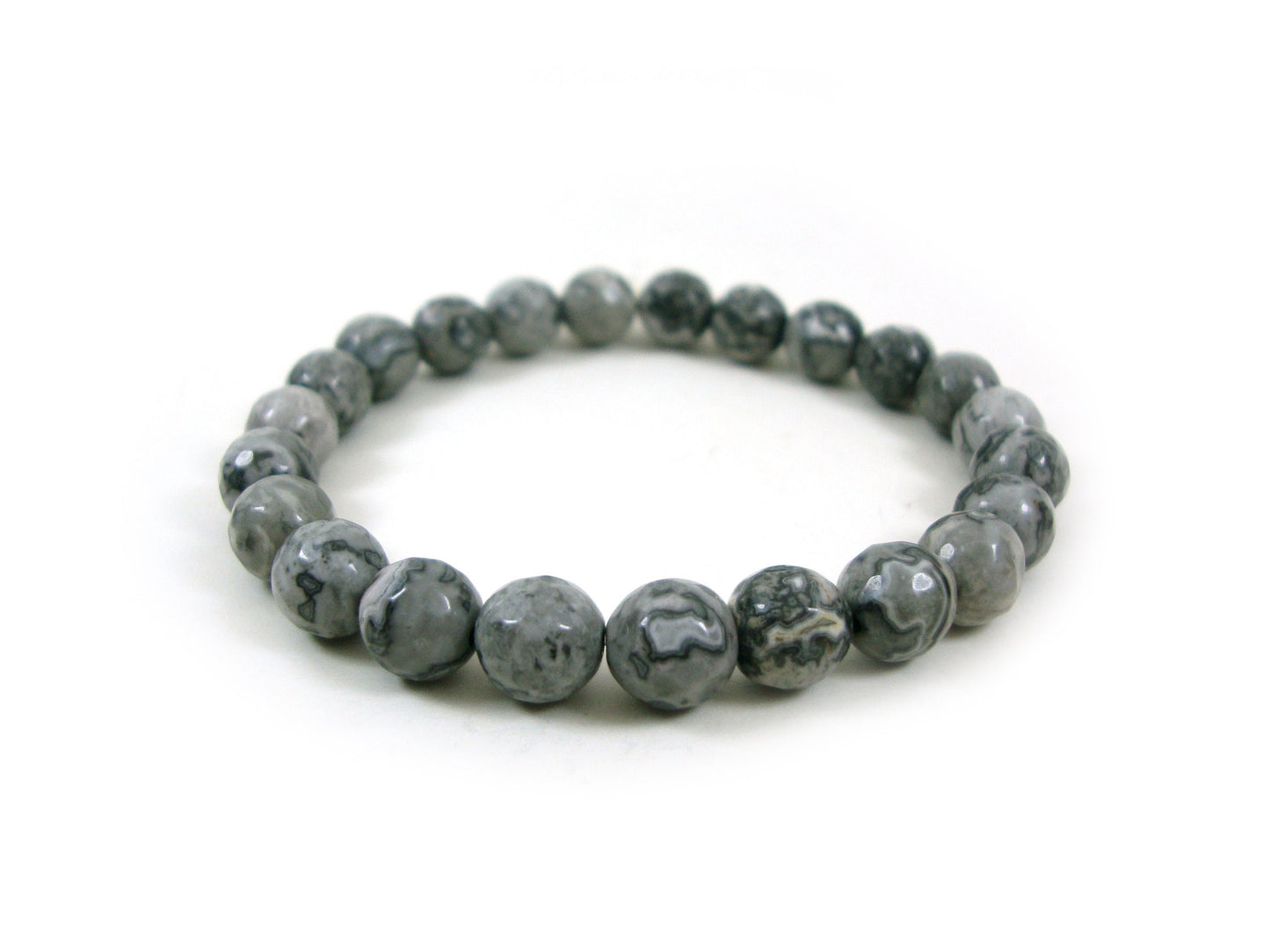 Natural Jasper Gray 8 mm Stones Bracelet, Jasper Bracelet, Gemstone Bracelet, Natural Stone Men Women Bracelet, Natur Stein Armband