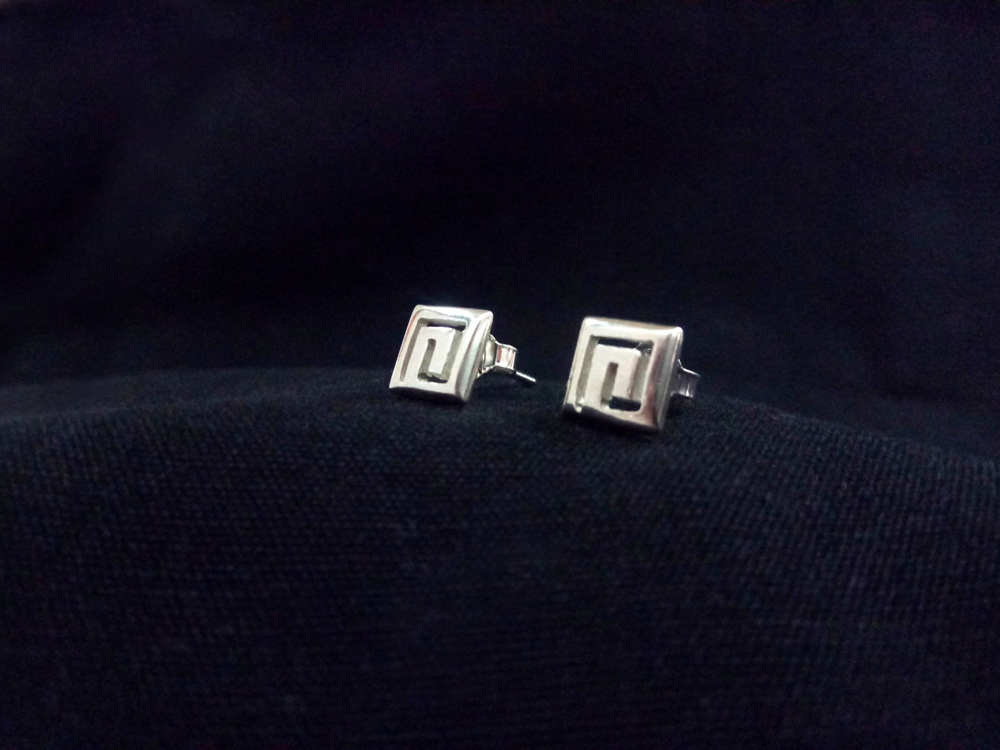 Sterling Silver 925 Stud Meander Greek Small Earrings 7mm, Greek Key Stud Earrings, Griechisches Silber Ohrringe  Bijoux Grecque, Earrings