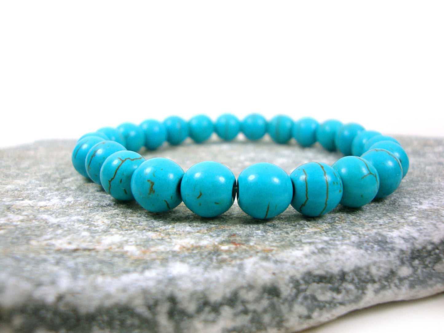 Natural Howlite Blue Stones Bracelet, Howlite Bracelet, Gemstone Bracelet, Natural Stone Men Women Bracelet, Natur Stein Armband