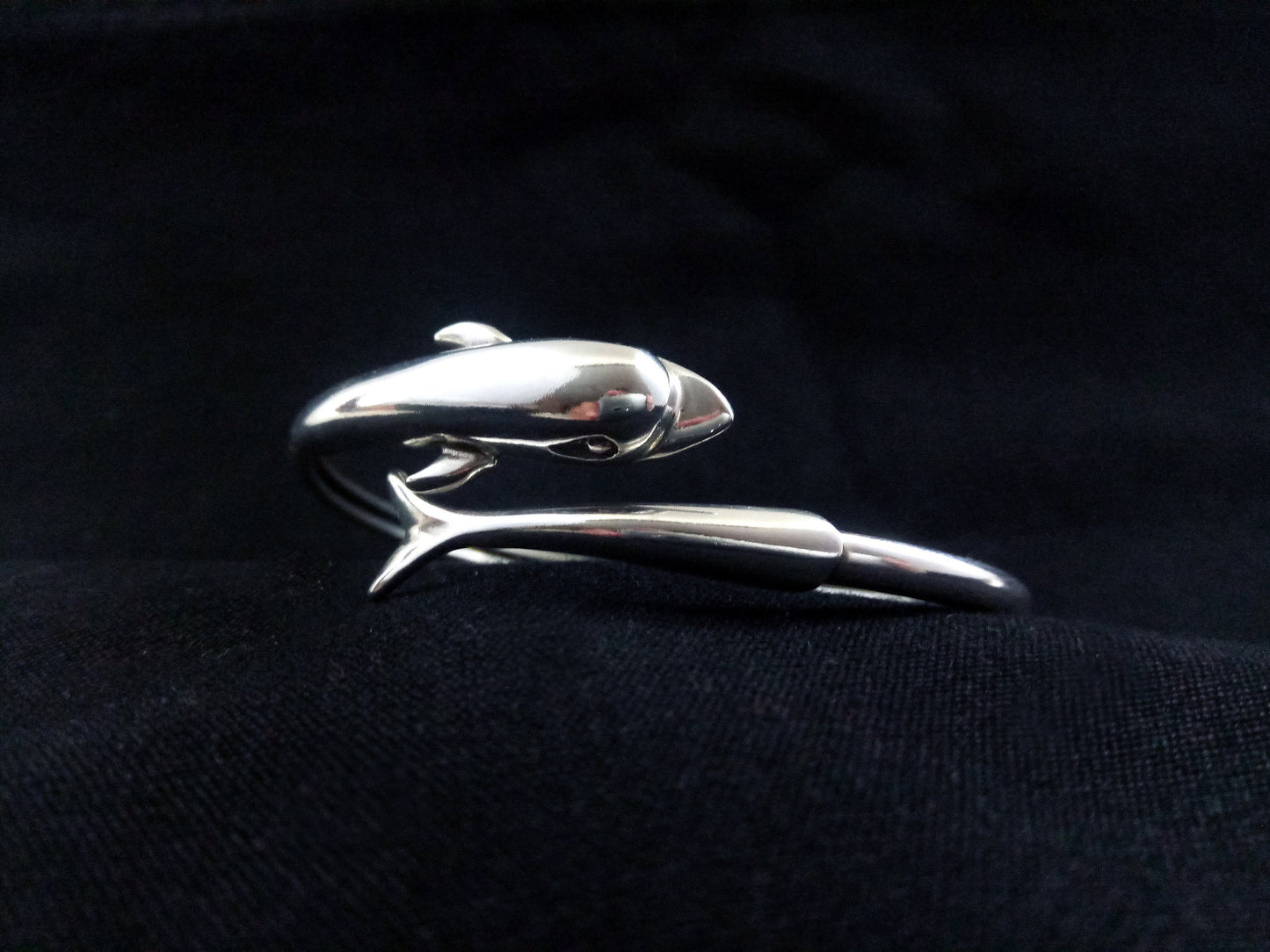 Sterling Silver 925 Dolphin Head Tail Greek Cuff bangle Bracelet, Dolphin Head Silver Bracelet, Greek Jewelry, Griechischer Armreif, Dolphin