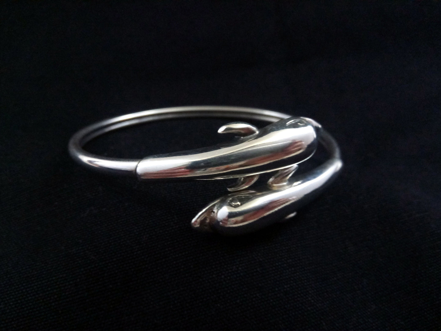 Sterling Silver 925 Dolphin Double Head Greek Bangle Bracelet, Dolphin Head Silver Bracelet, Greek Jewelry, Griechischer Armreif, Dolphin