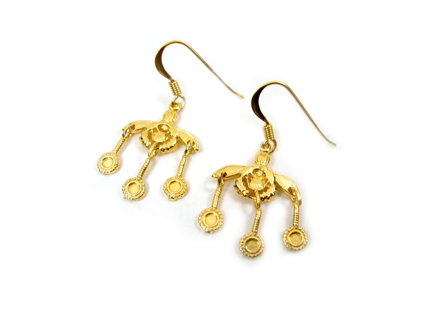 Sterling Silver 925 Ancient Greek Malia Bees Earrings 15mm, Minoan Gold Plated 22K Earrings, Greek Earrings, Griechische Ohrringe Schmuck