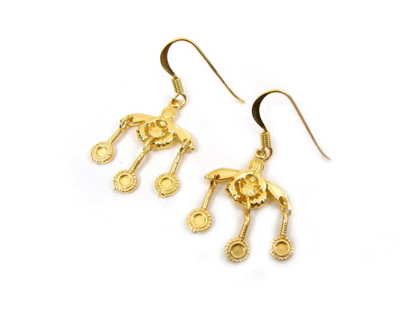 Sterling Silver 925 Ancient Greek Malia Bees Earrings 15mm, Minoan Gold Plated 22K Earrings, Greek Earrings, Griechische Ohrringe Schmuck