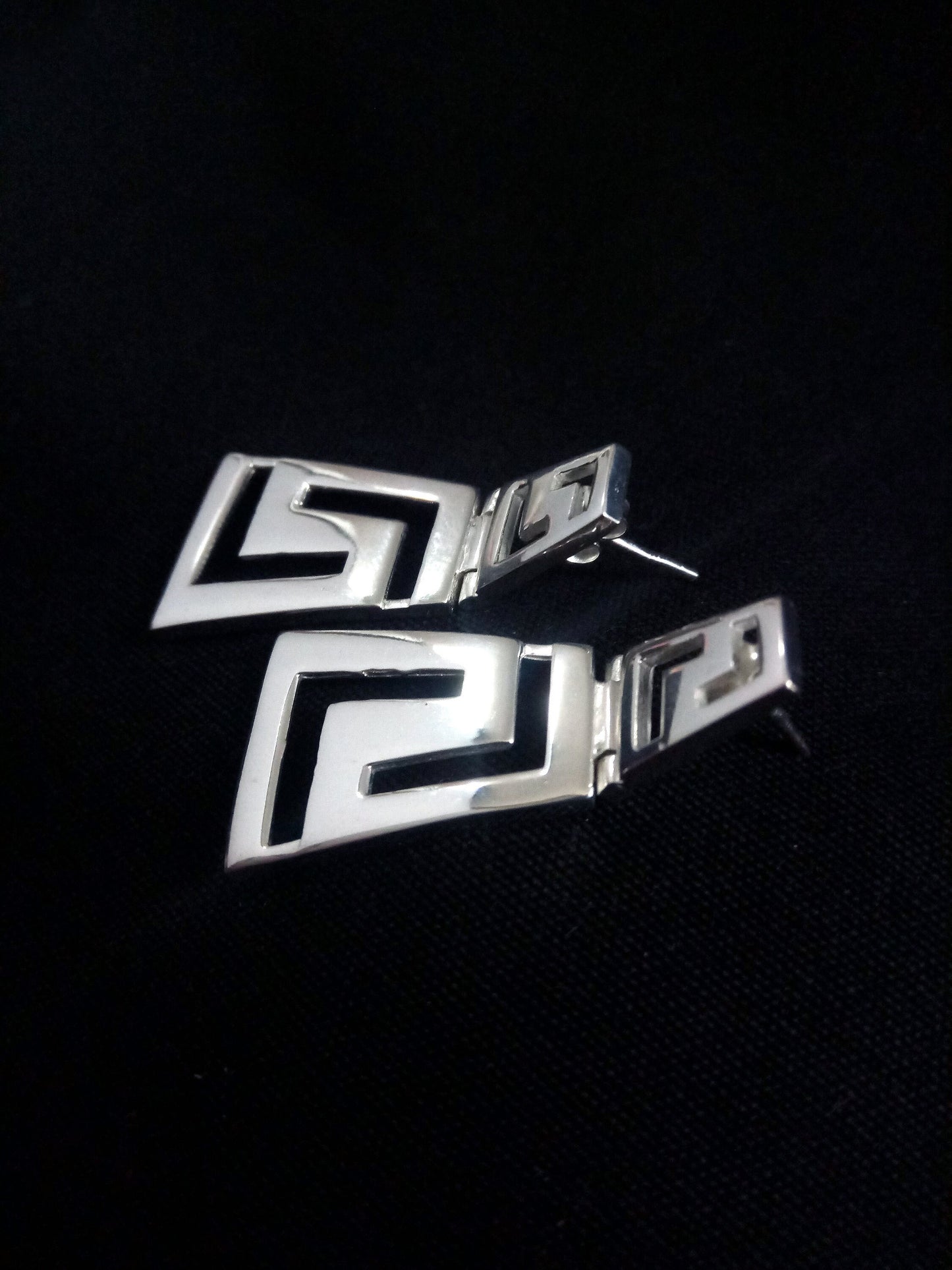 Sterling Silver 925 Stud Meander Greek Jewelry Gradual Earrings , Greek Key Dangle Earrings, Griechisches Silber Ohrringe  Bijoux Grecque