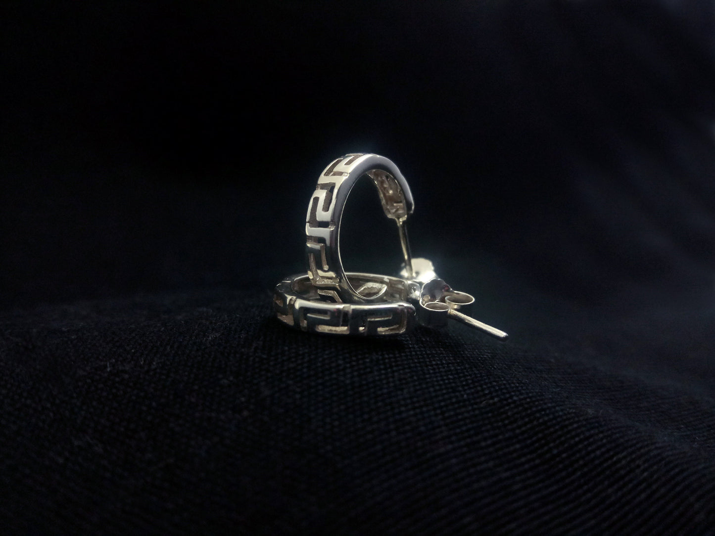 Sterling Silver 925 Meander Greek Small Hoop Earrings 15mm, Greek Key Stud Earrings, Griechisches Silber Ohrringe  Bijoux Grecque, Earrings