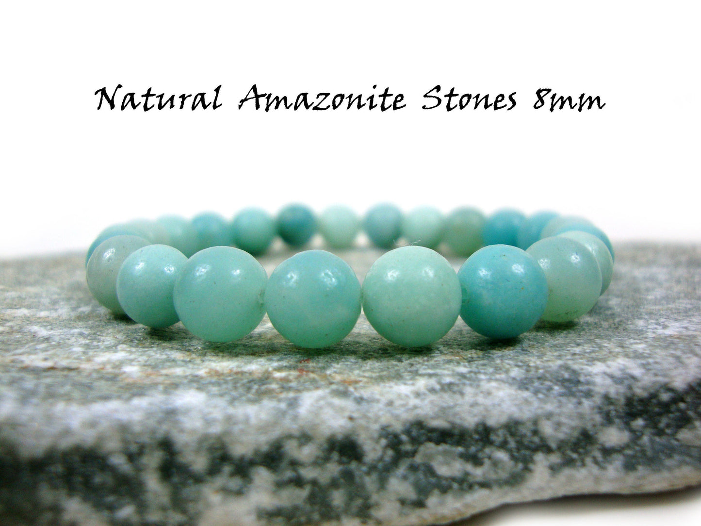 Natural Amazonite Blue Green Turquoise Color Stones 8mm Stretch Bracelet, Gemstone Bracelet, Summer Bracelet, Natur Echt Stein Armband