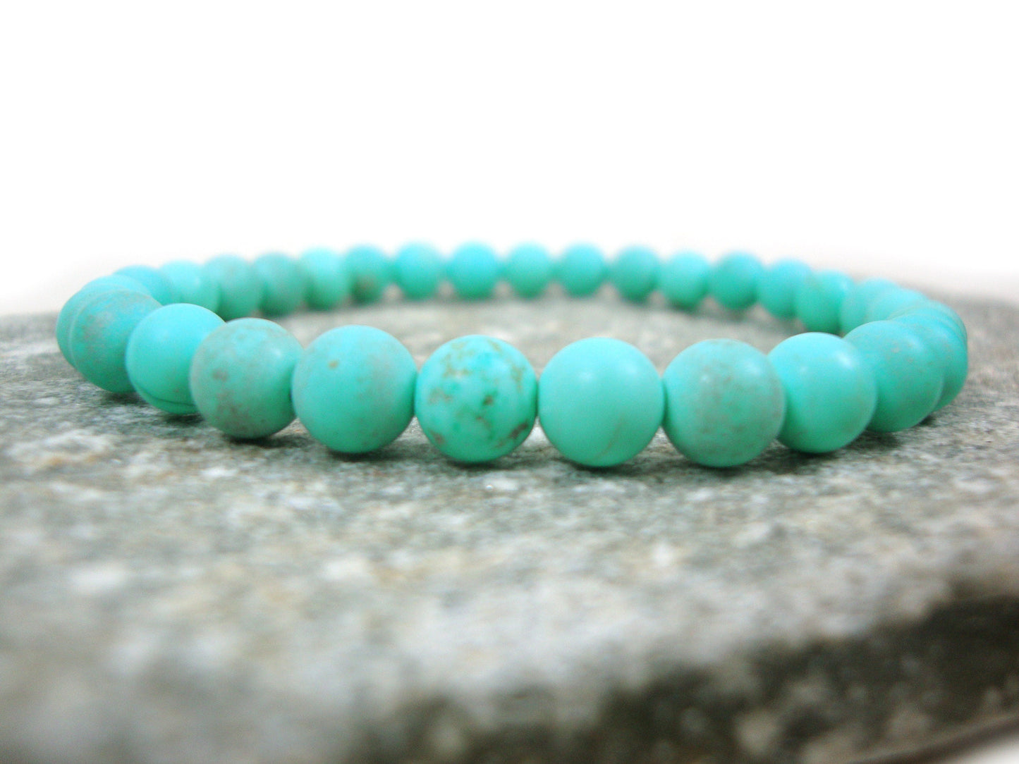 Natural Magnesite Blue Green Turquoise Color Stones 6mm Bracelet extensible, Bracelet de pierres précieuses, Bracelet d'été, Brassard Natur Echt Stein