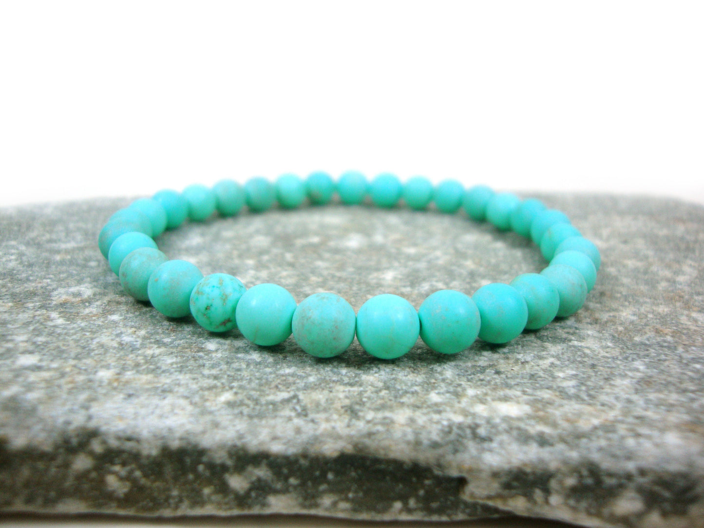 Natural Magnesite Blue Green Turquoise Color Stones 6mm Bracelet extensible, Bracelet de pierres précieuses, Bracelet d'été, Brassard Natur Echt Stein