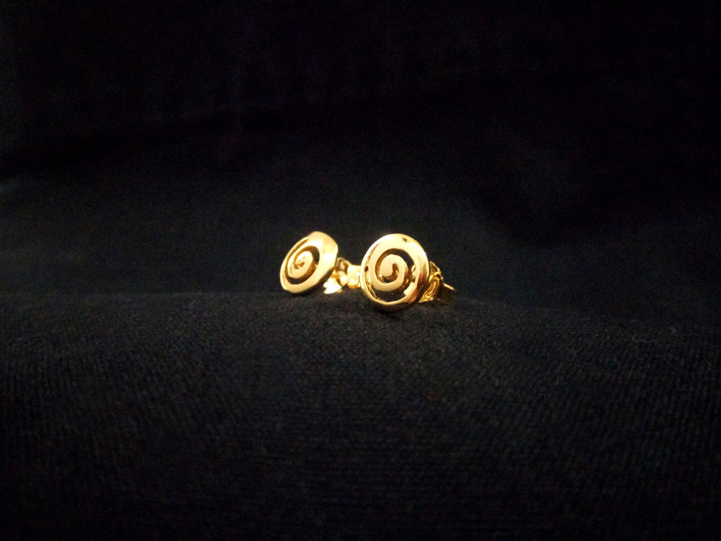 Sterling Silver 925 Meander Greek Small Stud Spiral Gold Plated 22K Earrings 9mm, Greek Stud Earrings, Griechisches Ohrringe Bijoux Grecque