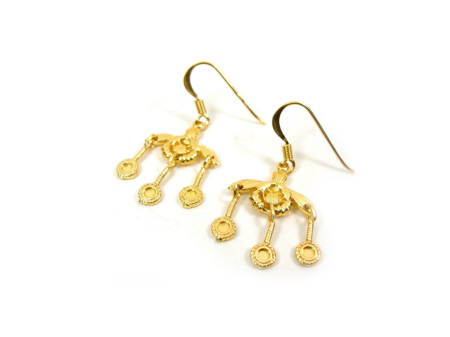 Sterling Silver 925 Ancient Greek Malia Bees Earrings 15mm, Minoan Gold Plated 22K Earrings, Greek Earrings, Griechische Ohrringe Schmuck