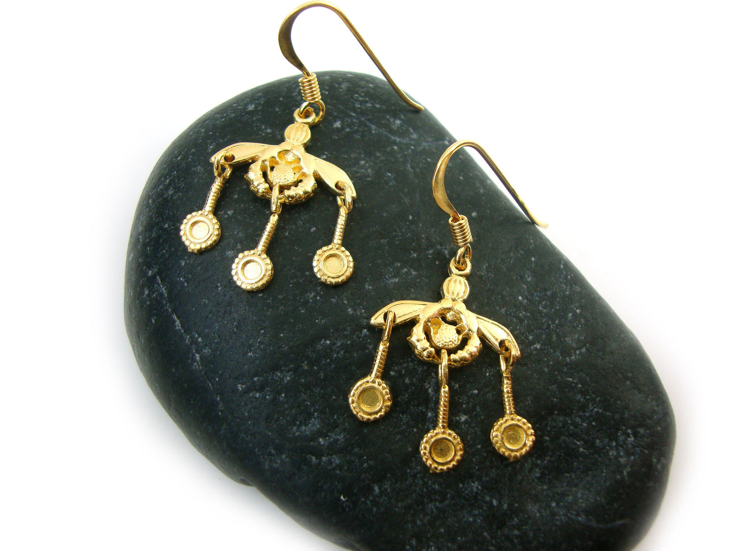 Sterling Silver 925 Ancient Greek Malia Bees Earrings 15mm, Minoan Gold Plated 22K Earrings, Greek Earrings, Griechische Ohrringe Schmuck