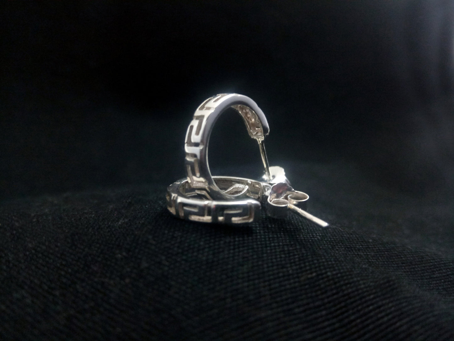 Sterling Silver 925 Meander Greek Small Hoop Earrings 15mm, Greek Key Stud Earrings, Griechisches Silber Ohrringe  Bijoux Grecque, Earrings