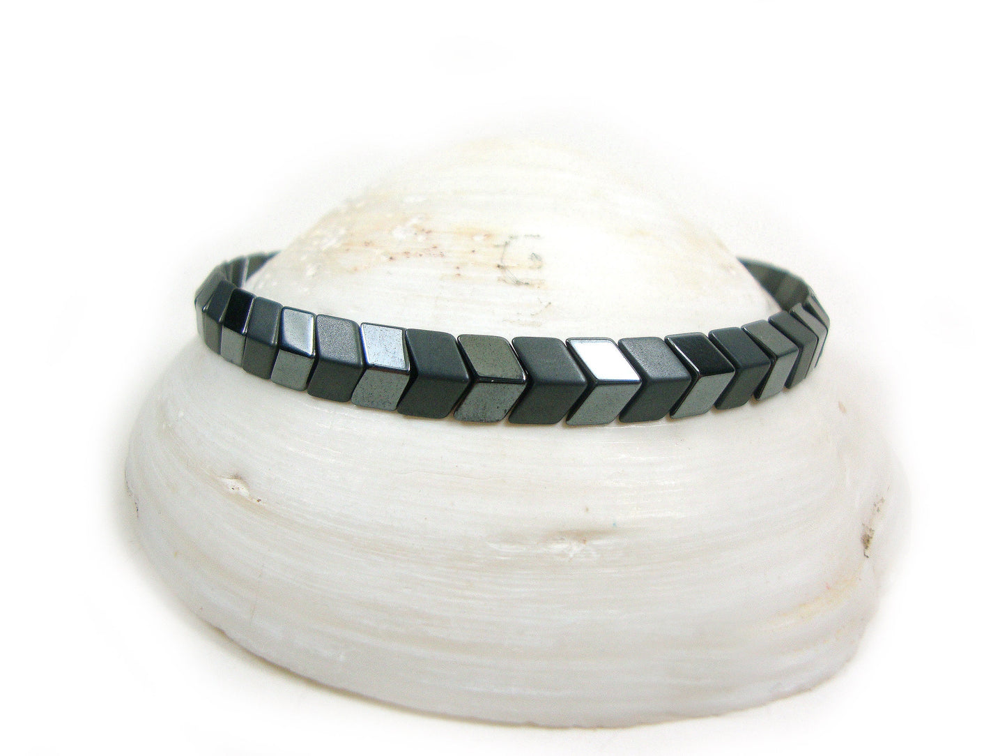 Natural Hematite Gray Stones Men Women Unisex Arrow Bracelet, Trendy Modern Minimalist Bracelet, Elegant Ankle Bracelet, Metal Gray Bracelet