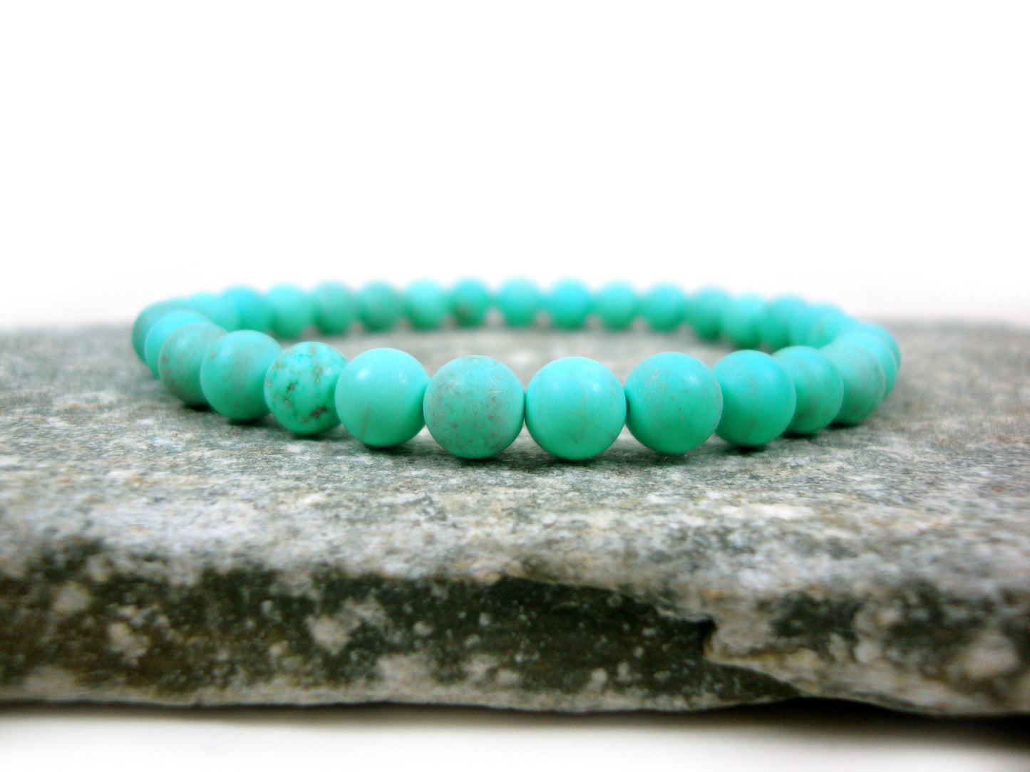 Natural Magnesite Blue Green Turquoise Color Stones 6mm Bracelet extensible, Bracelet de pierres précieuses, Bracelet d'été, Brassard Natur Echt Stein