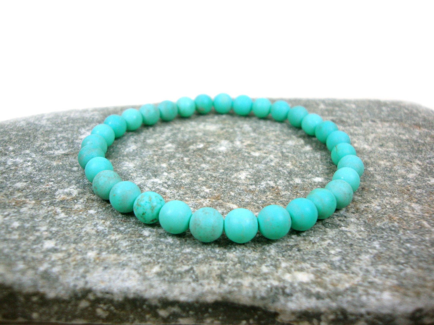 Natural Magnesite Blue Green Turquoise Color Stones 6mm Bracelet extensible, Bracelet de pierres précieuses, Bracelet d'été, Brassard Natur Echt Stein