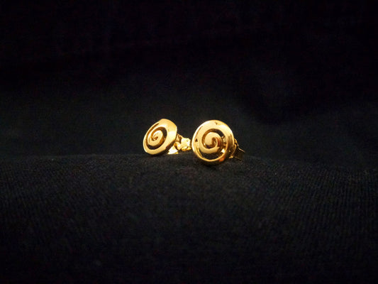 Sterling Silver 925 Meander Greek Small Stud Spiral Gold Plated 22K Earrings 9mm, Greek Stud Earrings, Griechisches Ohrringe  Bijoux Grecque