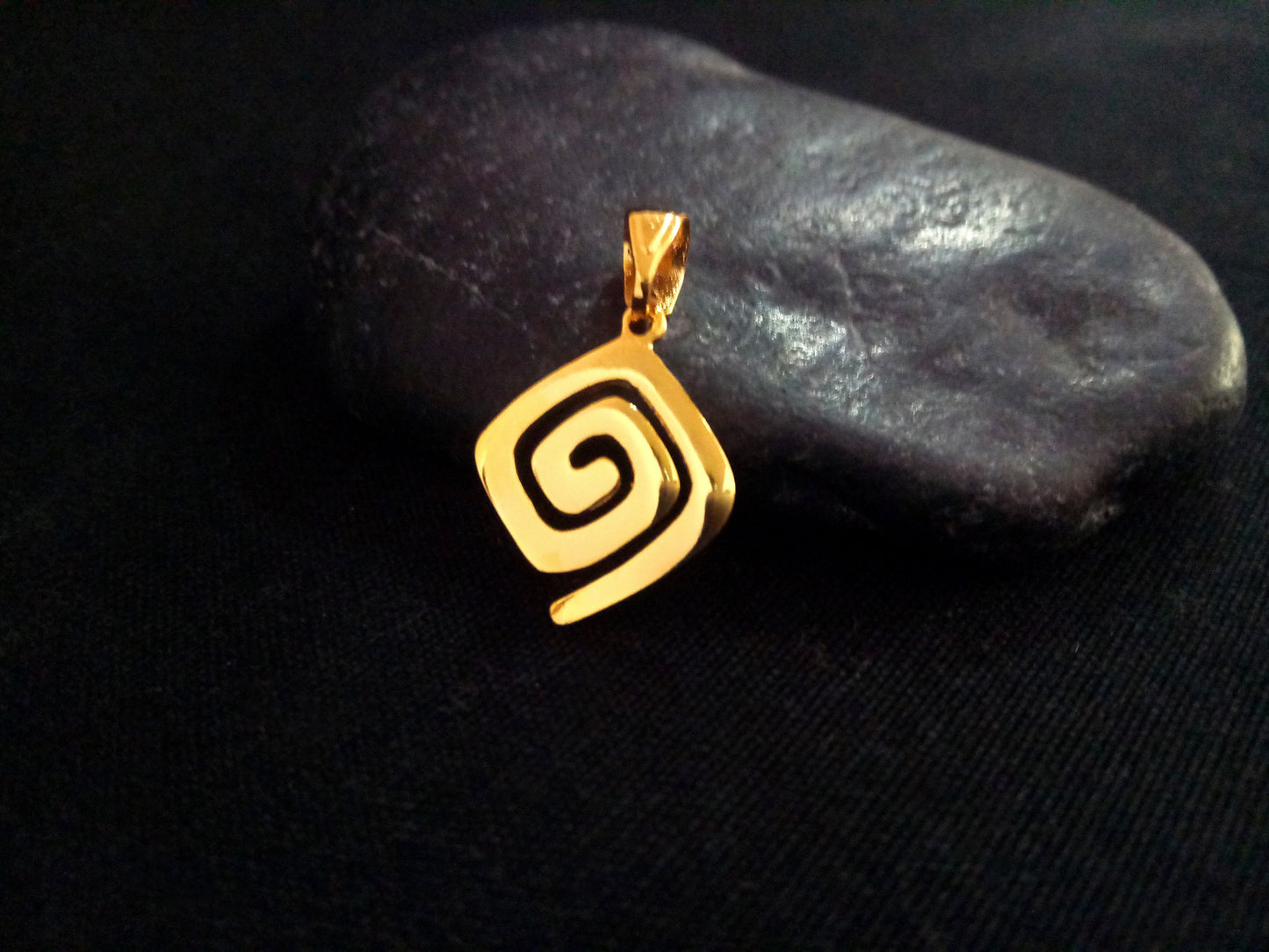 Sterling Silver 925 Greek Infinity Key Swirl Vortex 13x13mm Gold Plated 22K Pendant, Meander Silver Pendant, Griechischer Silber Anhanger