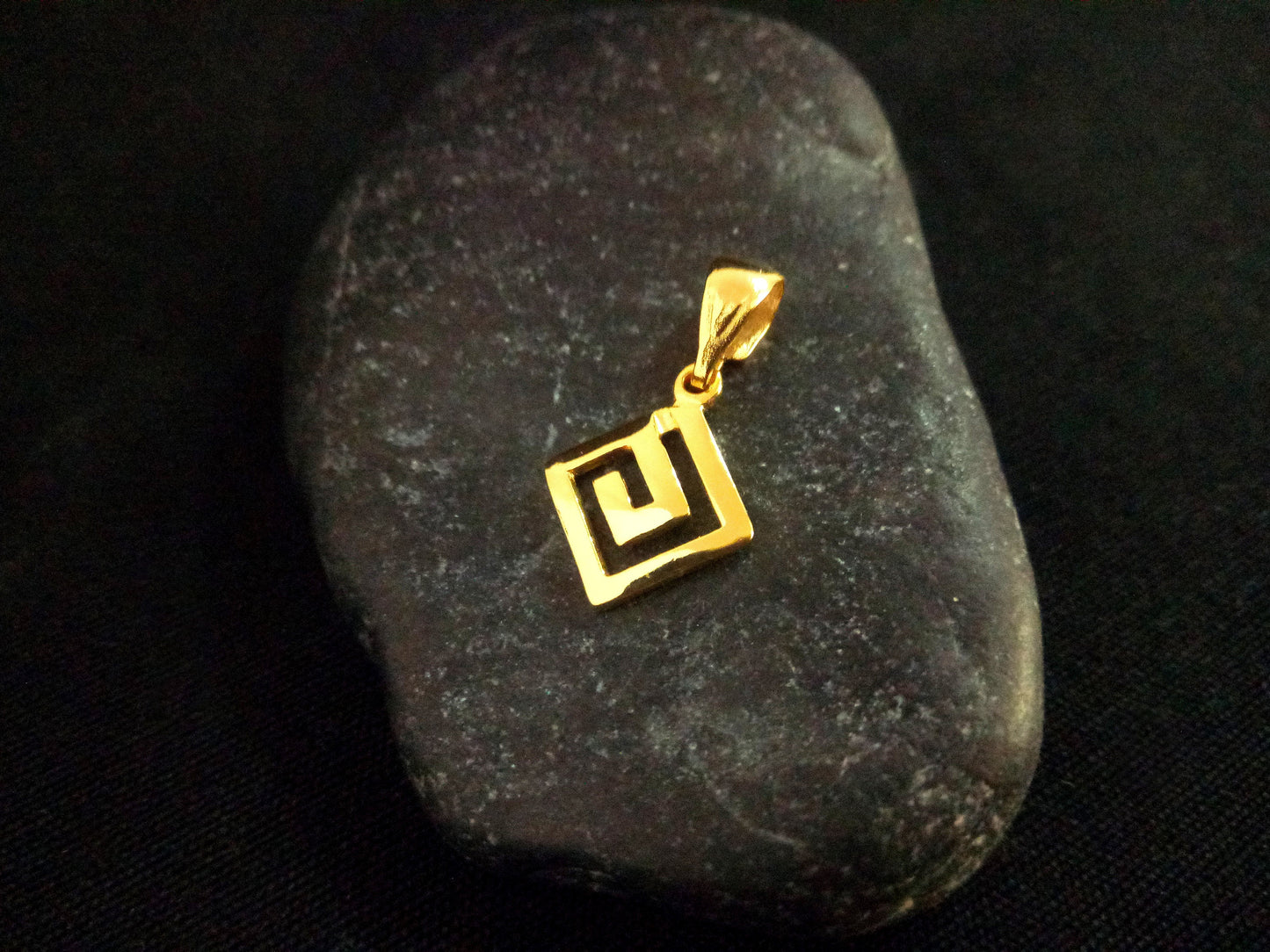 Sterling Silver 925 Greek Infinity Key Meander 10x10mm Gold Plated 22K Square Pendant, Meander Silver Pendant, Griechischer Silber Anhanger