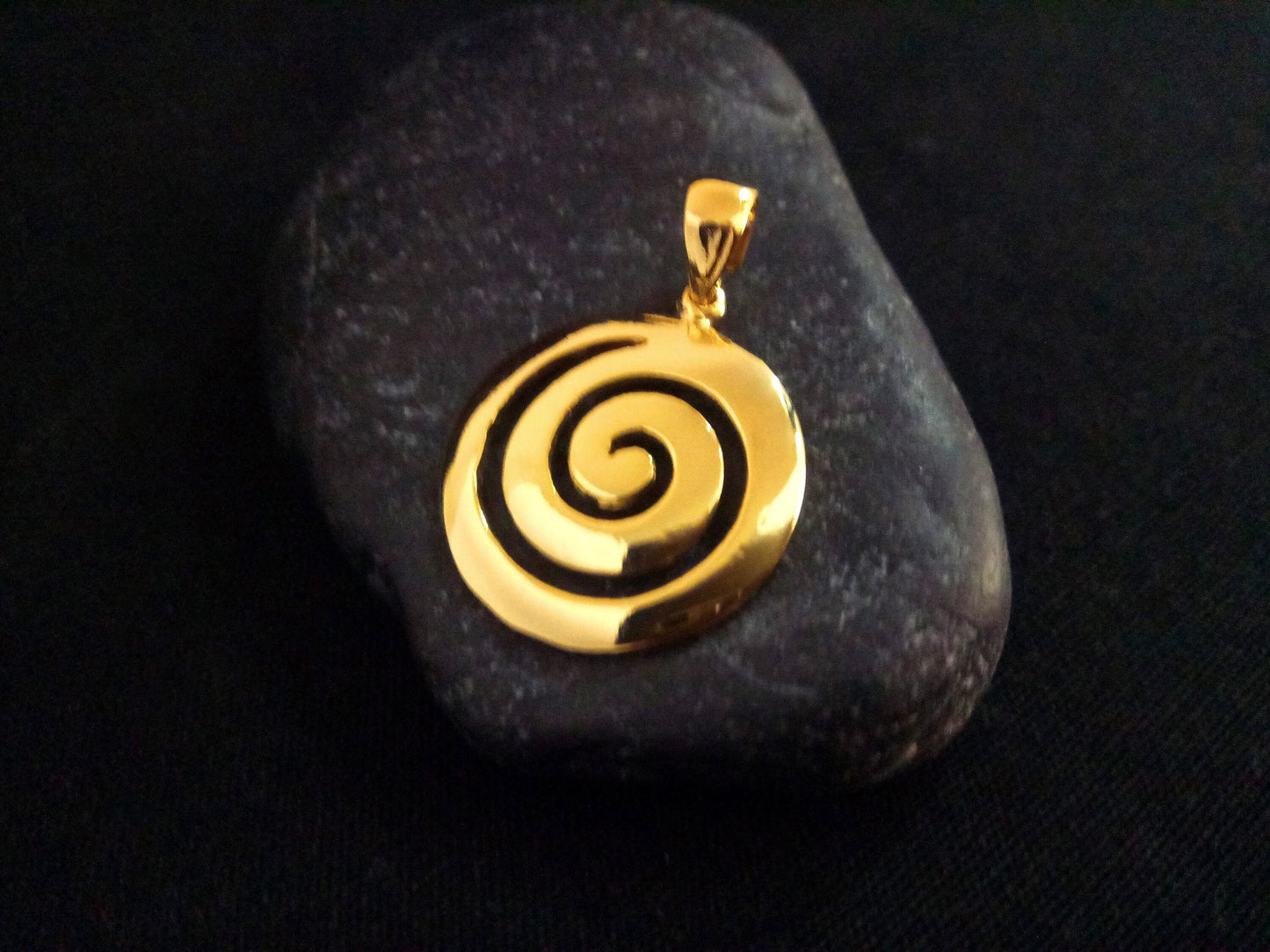 Sterling Silver 925 Greek Spiral Circle Of Life 21mm Gold Plated Round Galaxy Pendant, Meander Silver Pendant, Griechischer Silber Anhanger