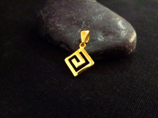 Sterling Silver 925 Greek Infinity Key Meander 10x10mm Gold Plated 22K Square Pendant, Meander Silver Pendant, Griechischer Silber Anhanger