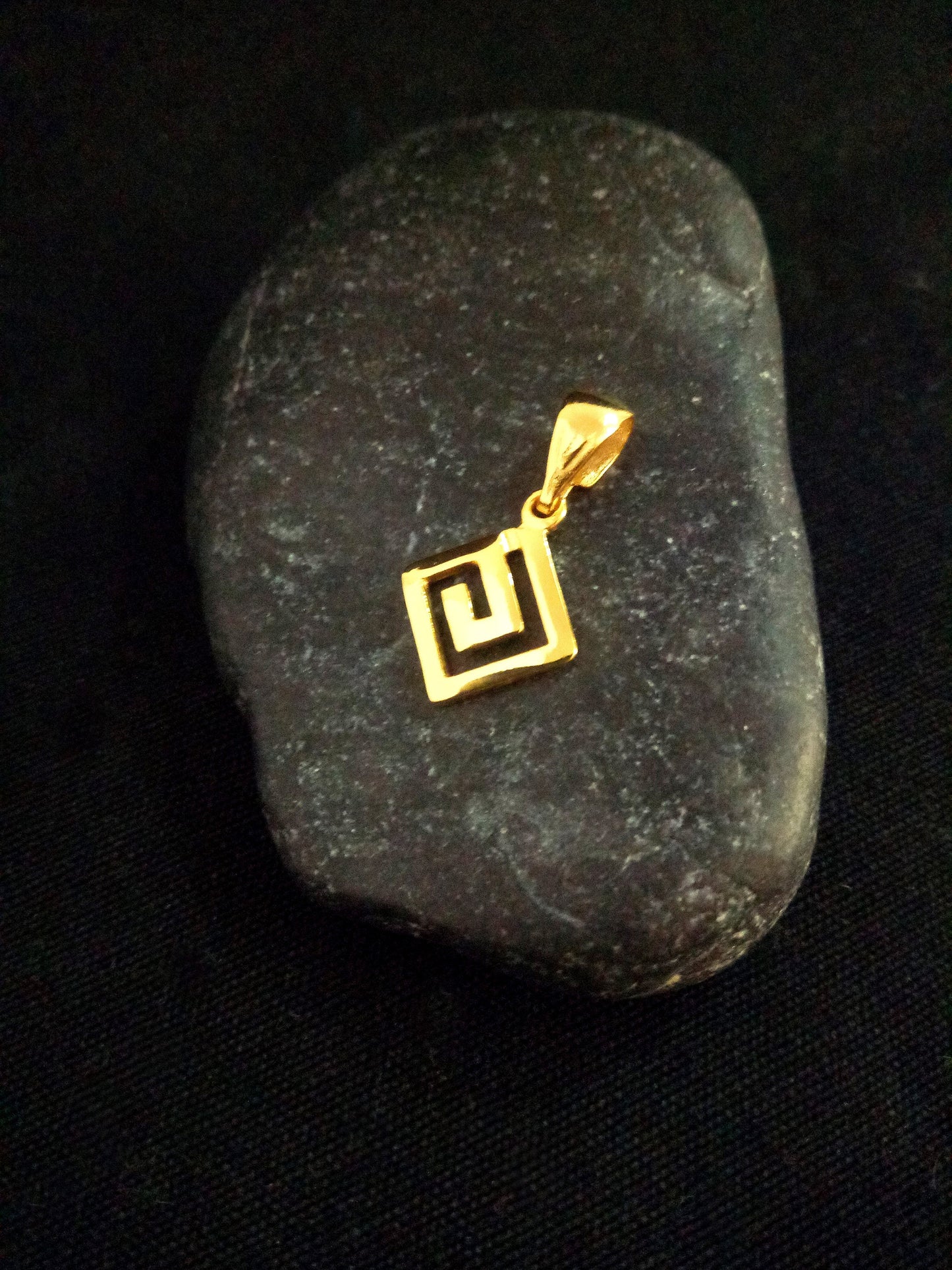 Sterling Silver 925 Greek Infinity Key Meander 10x10mm Gold Plated 22K Square Pendant, Meander Silver Pendant, Griechischer Silber Anhanger