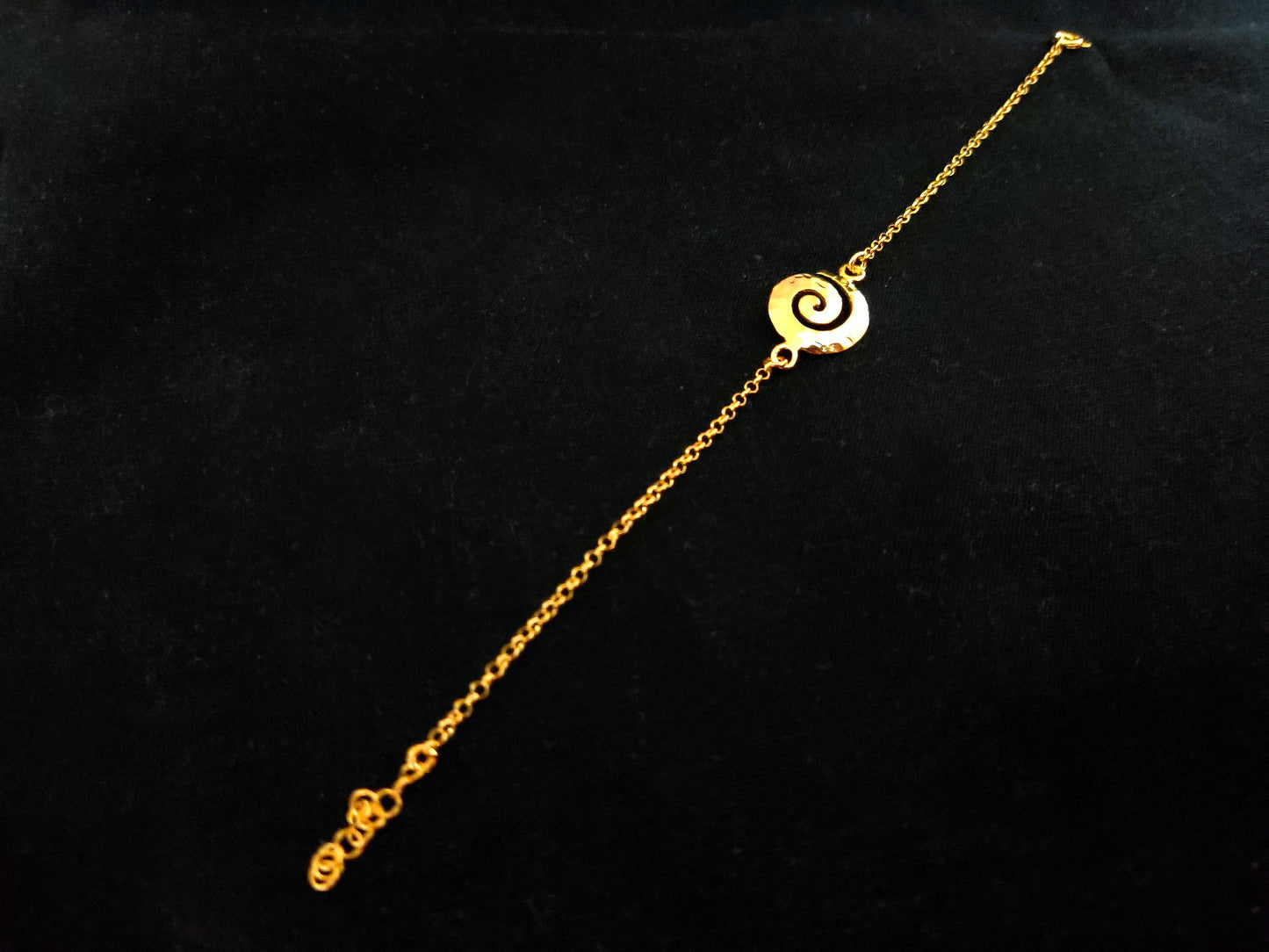 Sterling Silver 925 Ancient Greek Hammered Spiral Circle Of Life Fine Chain Gold Plated Adjustable Bracelet 15mm, Griechischer Armband